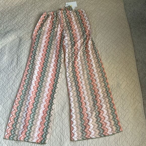 Becca Solstice Crochet Lace Wide Leg Pants in Cameo Multi, Medium , NWT - Picture 2 of 7